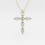 1.0 TCW Round & Marquise Moissanite Diamond Cross Necklace