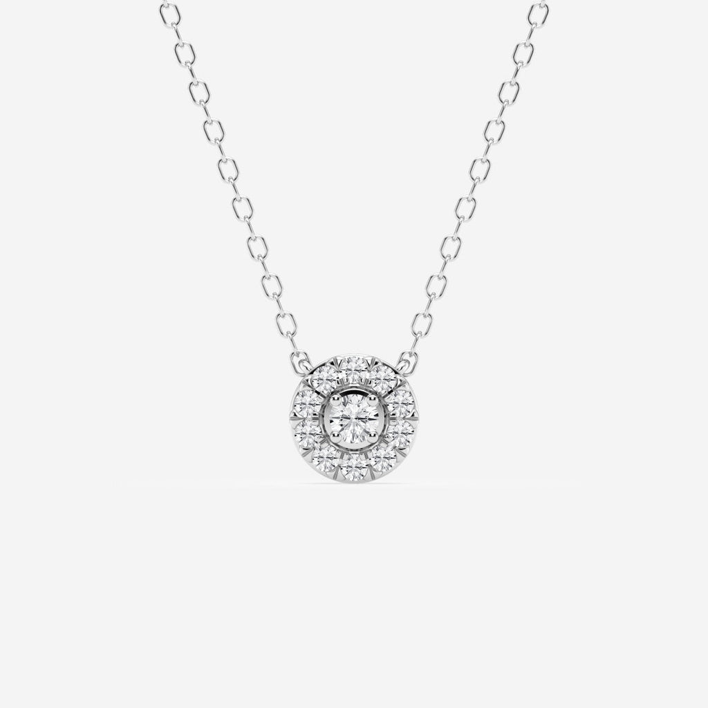 0.14 TCW Round Moissanite Diamond Halo Necklace