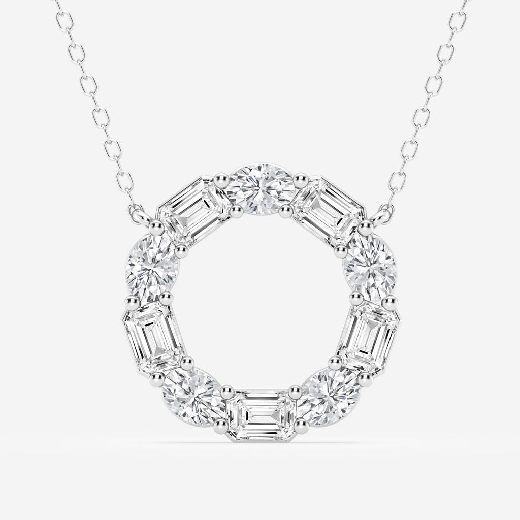 3.0 TCW Emerald & Oval Moissanite Diamond Circle Pendant Necklace