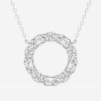 3.0 TCW Emerald & Oval Moissanite Diamond Circle Pendant Necklace