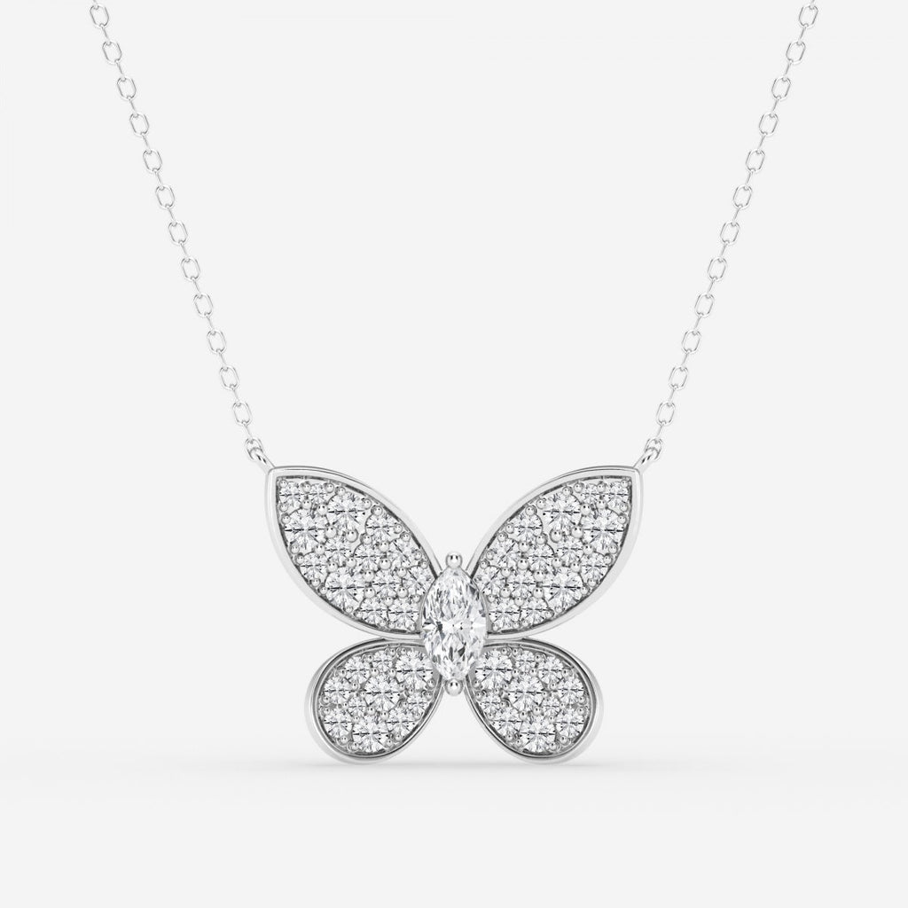 0.24 CT Marquise Moissanite Diamond Butterfly Pendant Necklace
