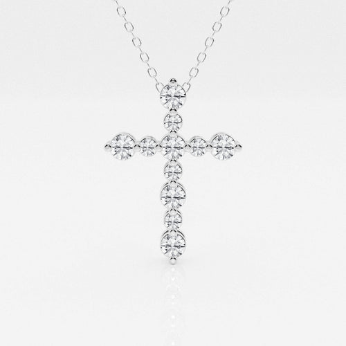 0.75 TCW Round Moissanite Diamond Cross Necklace