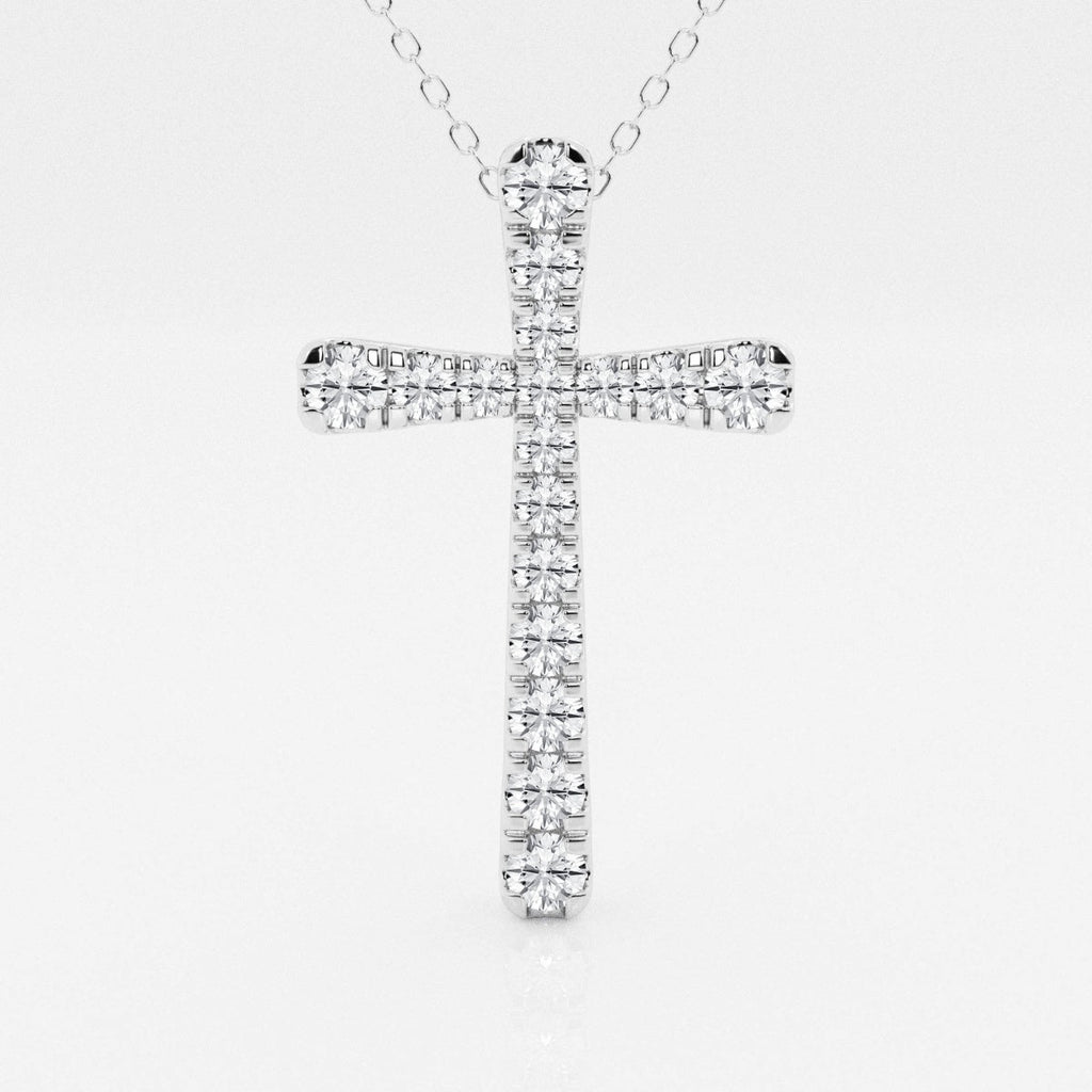 1.03 TCW Round Moissanite Diamond Cross Necklace