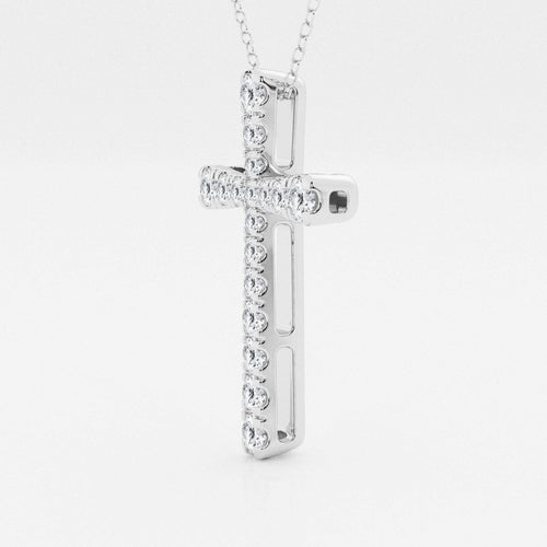 1.03 TCW Round Moissanite Diamond Cross Necklace