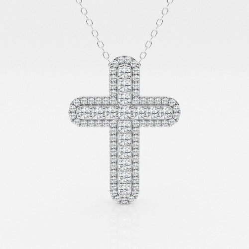 0.76 TCW Round Moissanite Diamond Cross Necklace