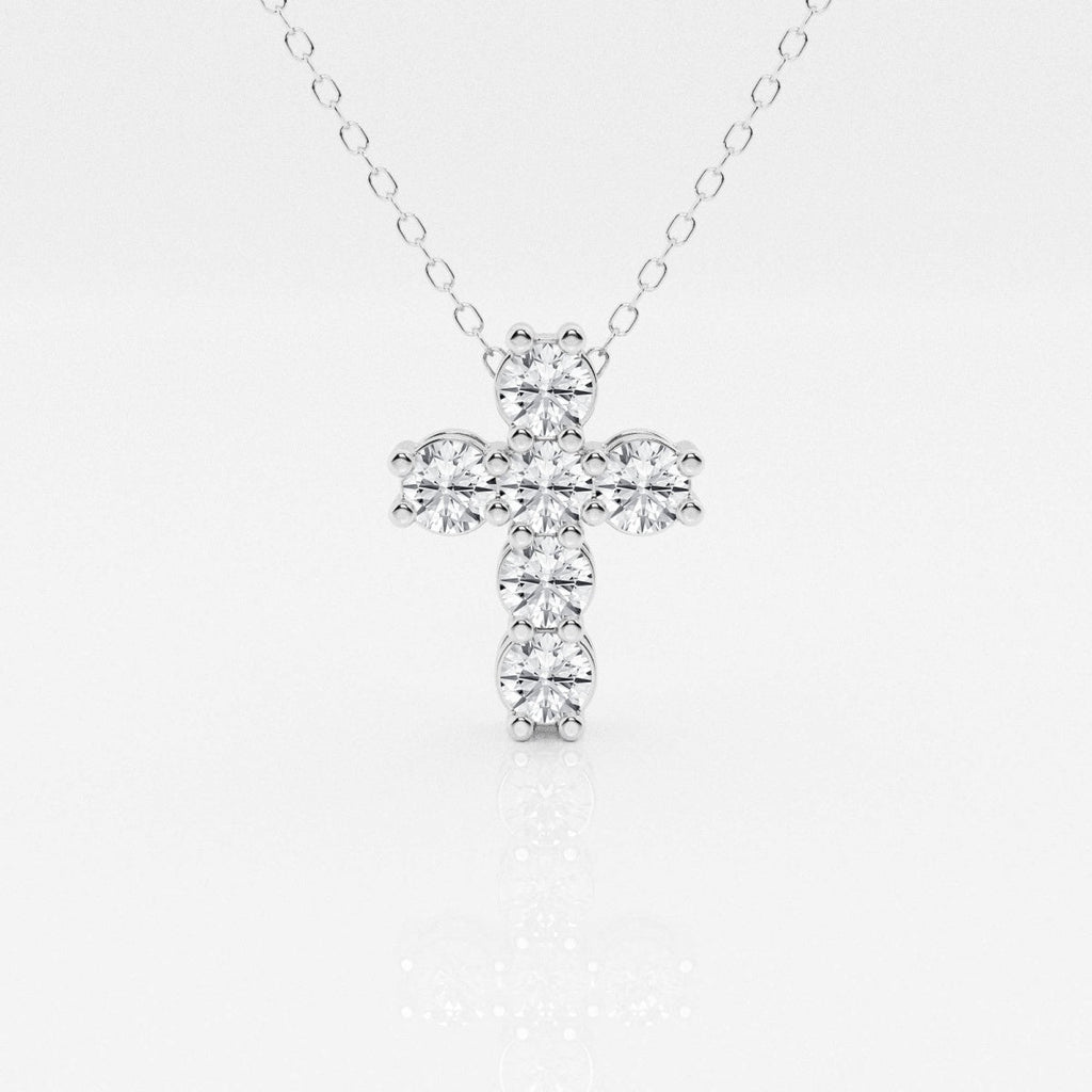 1.01 TCW Round Moissanite Diamond Cross Necklace