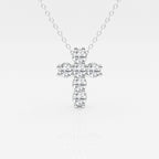 1.01 TCW Round Moissanite Diamond Cross Necklace