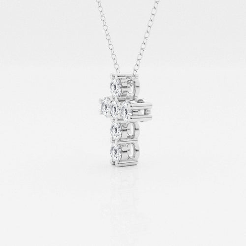 1.01 TCW Round Moissanite Diamond Cross Necklace