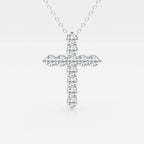 1.0 TCW Round Moissanite Diamond Cross Necklace