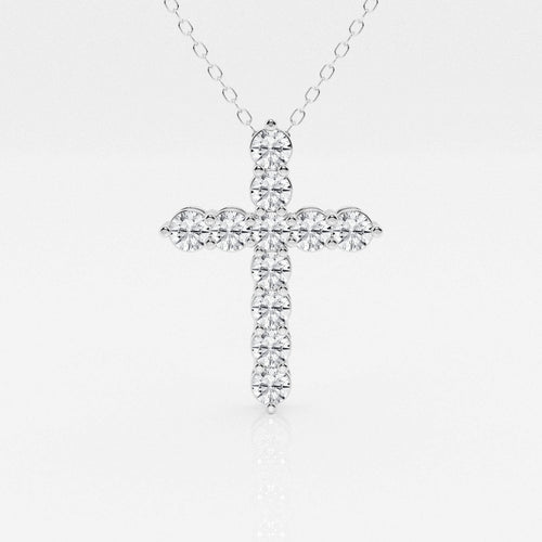 1.0 TCW Round Moissanite Diamond Cross Necklace