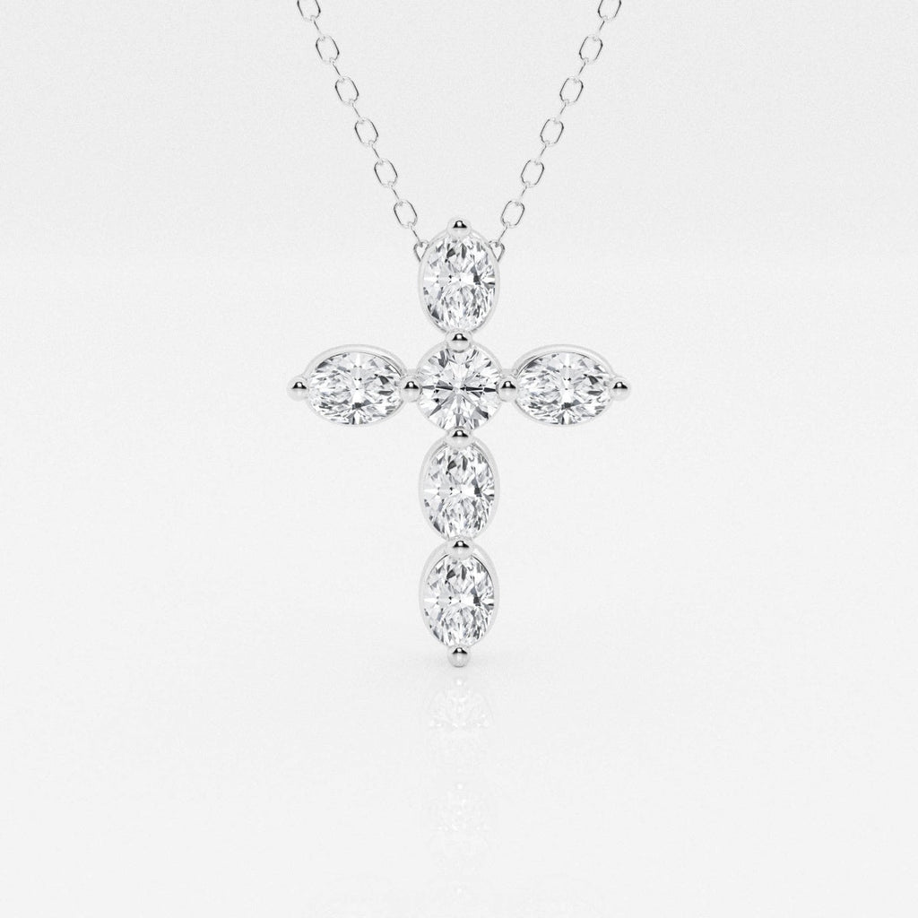 1.0 TCW Round & Oval Moissanite Diamond Cross Necklace