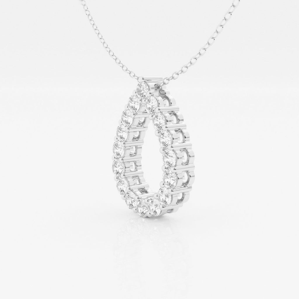 1.0 TCW Round Moissanite Diamond Pear Shape Pendant Necklace