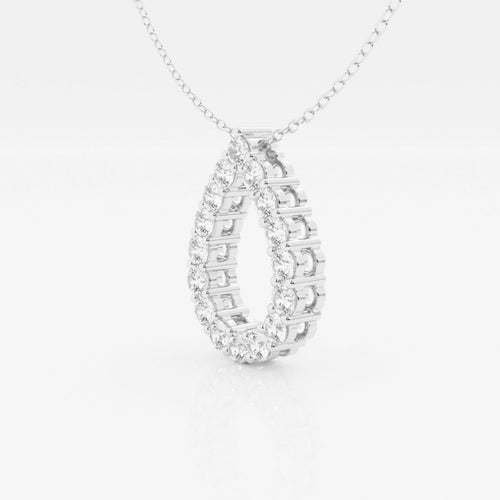 1.0 TCW Round Moissanite Diamond Pear Shape Pendant Necklace