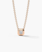LODE Solitaire Bezel Set Floating Princess Cut Diamond Pendant Necklace