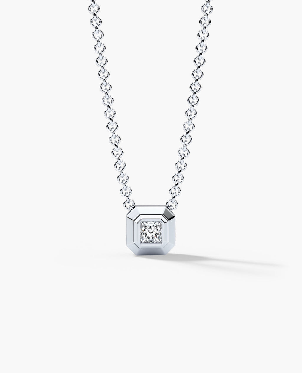 LODE Solitaire Bezel Set Floating Princess Cut Diamond Pendant Necklace