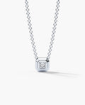 LODE Solitaire Bezel Set Floating Princess Cut Diamond Pendant Necklace