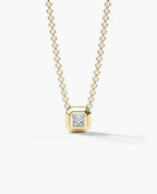 LODE Solitaire Bezel Set Floating Princess Cut Diamond Pendant Necklace