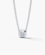 LODE Solitaire Bezel Set Floating Princess Cut Diamond Pendant Necklace