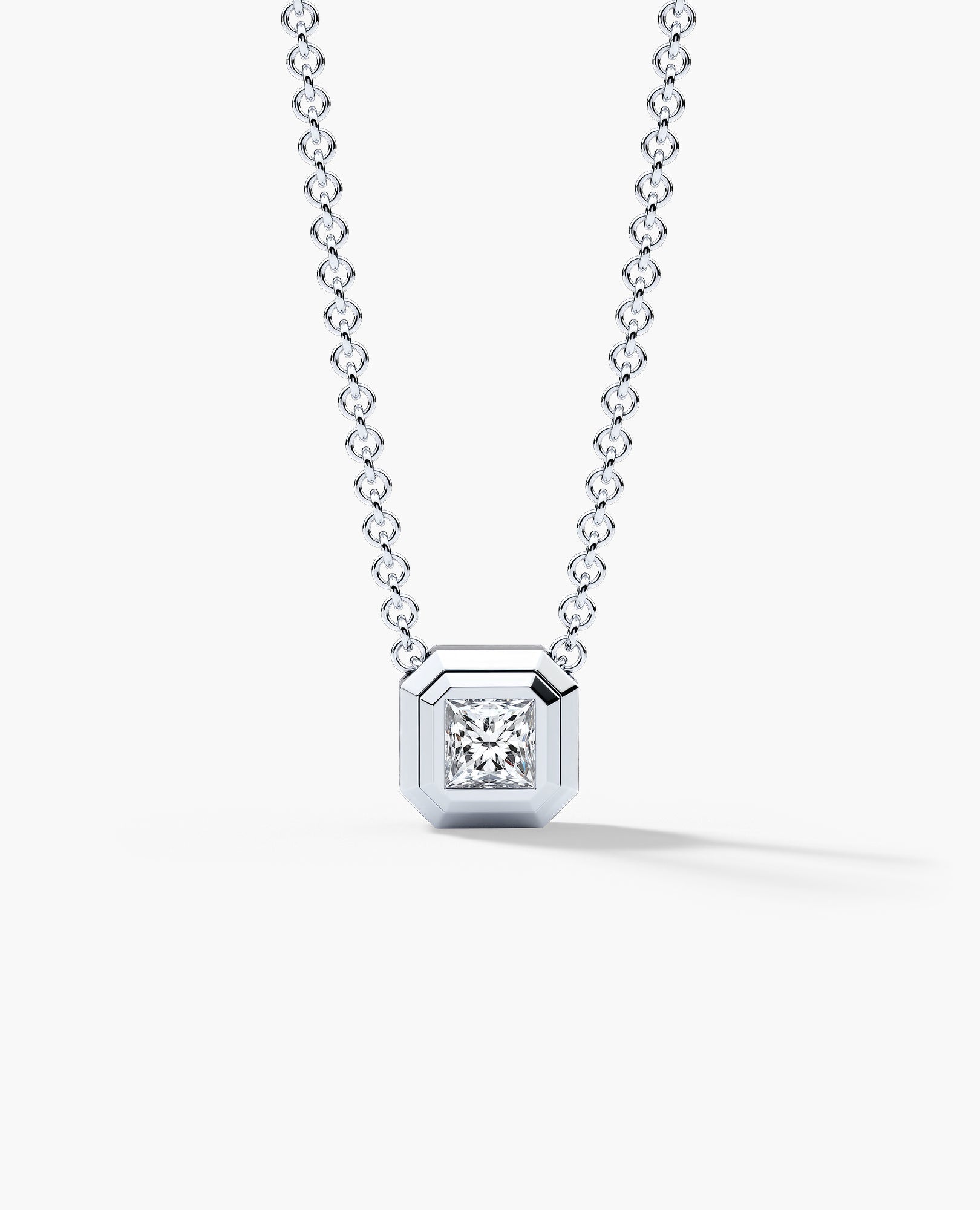 LODE Solitaire Bezel Set Floating Princess Cut Diamond Pendant Necklace