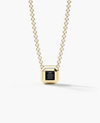 LODE Solitaire Bezel Set Floating Princess Cut Black Diamond Pendant Necklace