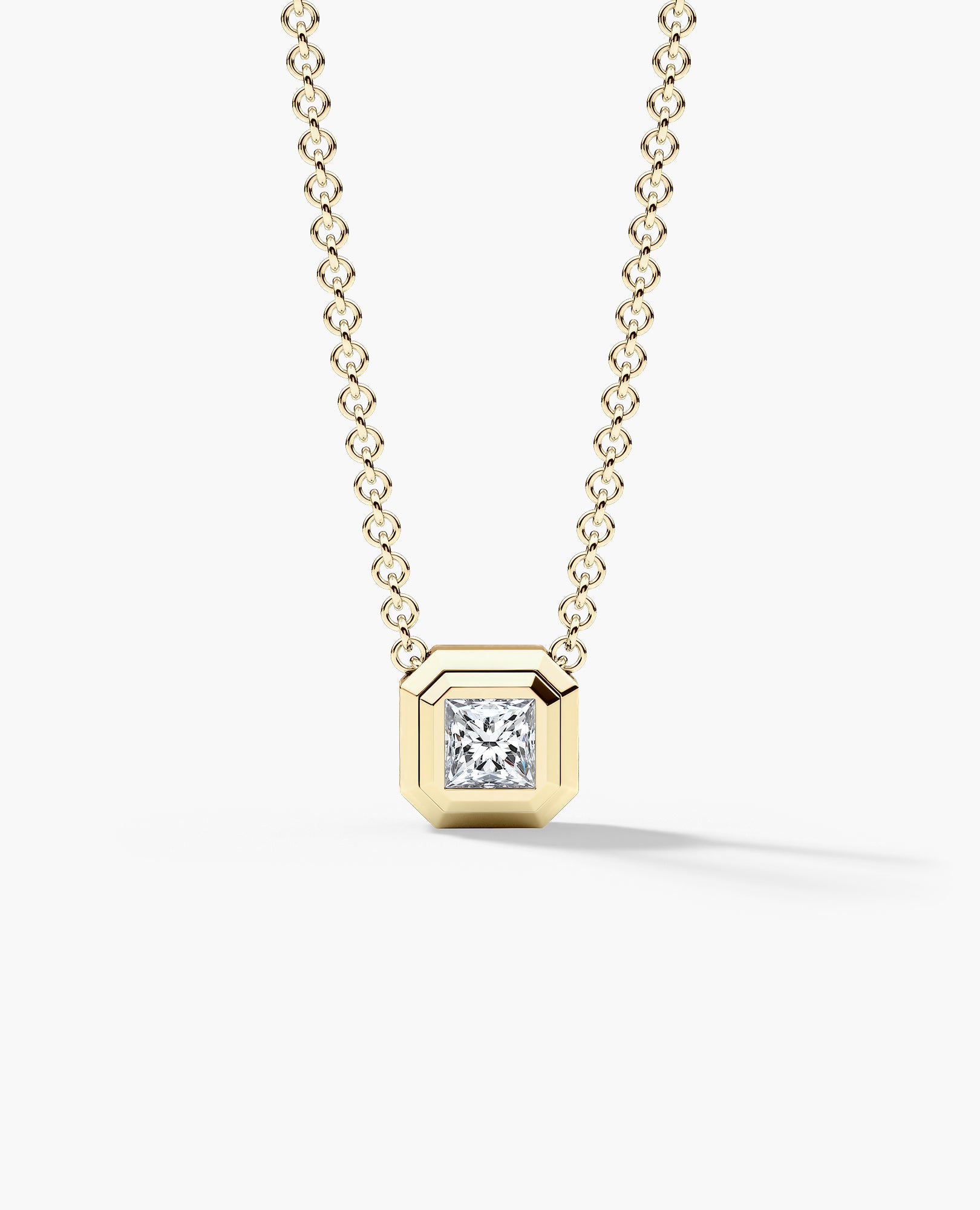 LODE Solitaire Bezel Set Floating Princess Cut Diamond Pendant Necklace