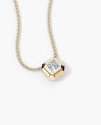 LODE Solitaire Bezel Set Floating Princess Cut Diamond Pendant Necklace