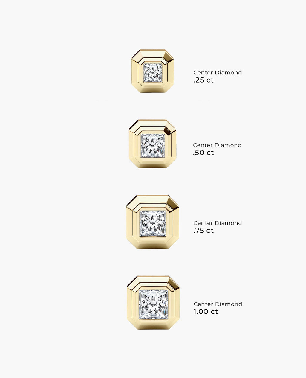 LODE Solitaire Bezel Set Floating Princess Cut Diamond Pendant Necklace