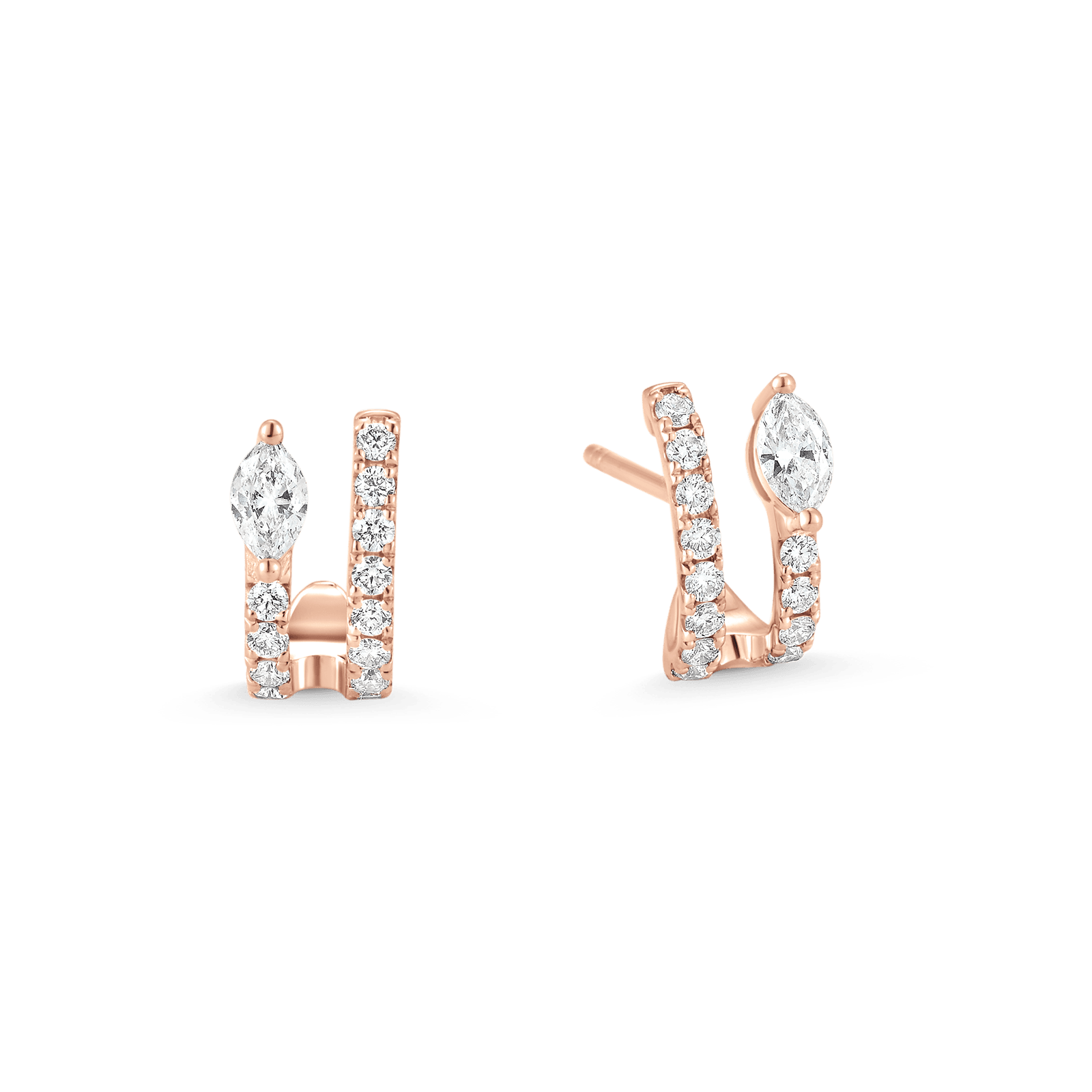 0.49 TCW Round & Marquise Moissanite Diamond Hoop Huggie Earrings