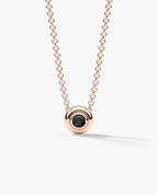 LODE Solitaire Bezel Set Floating Round Cut Black Diamond Pendant Necklace