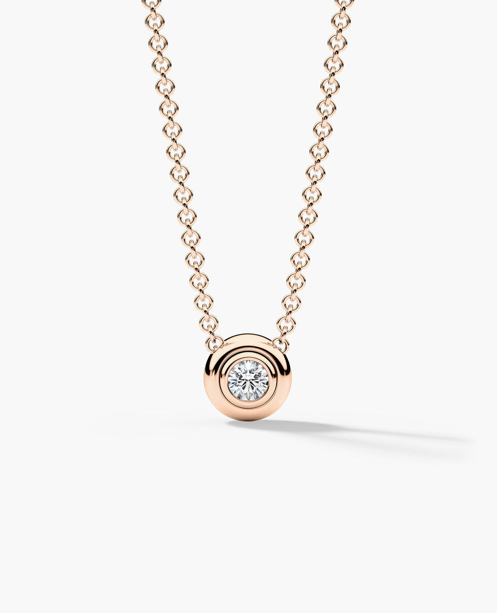 LODE Solitaire Bezel Set Floating Round Cut Diamond Pendant Necklace