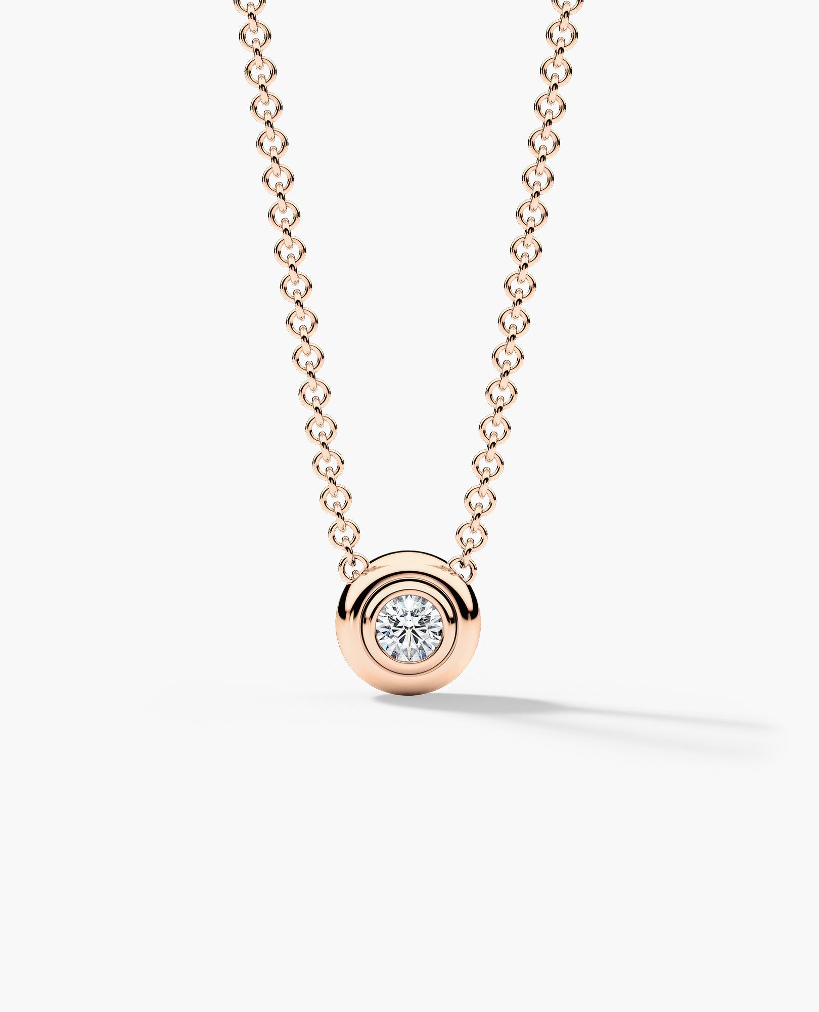 LODE Solitaire Bezel Set Floating Round Cut Diamond Pendant Necklace
