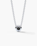 LODE Solitaire Bezel Set Floating Round Cut Black Diamond Pendant Necklace