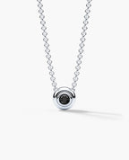 LODE Solitaire Bezel Set Floating Round Cut Black Diamond Pendant Necklace