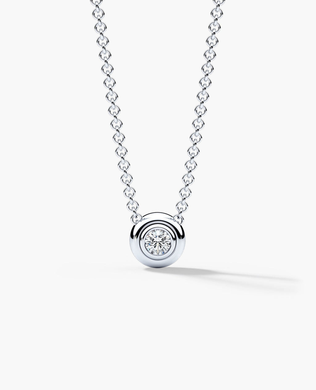 LODE Solitaire Bezel Set Floating Round Cut Diamond Pendant Necklace
