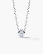 LODE Solitaire Bezel Set Floating Round Cut Diamond Pendant Necklace