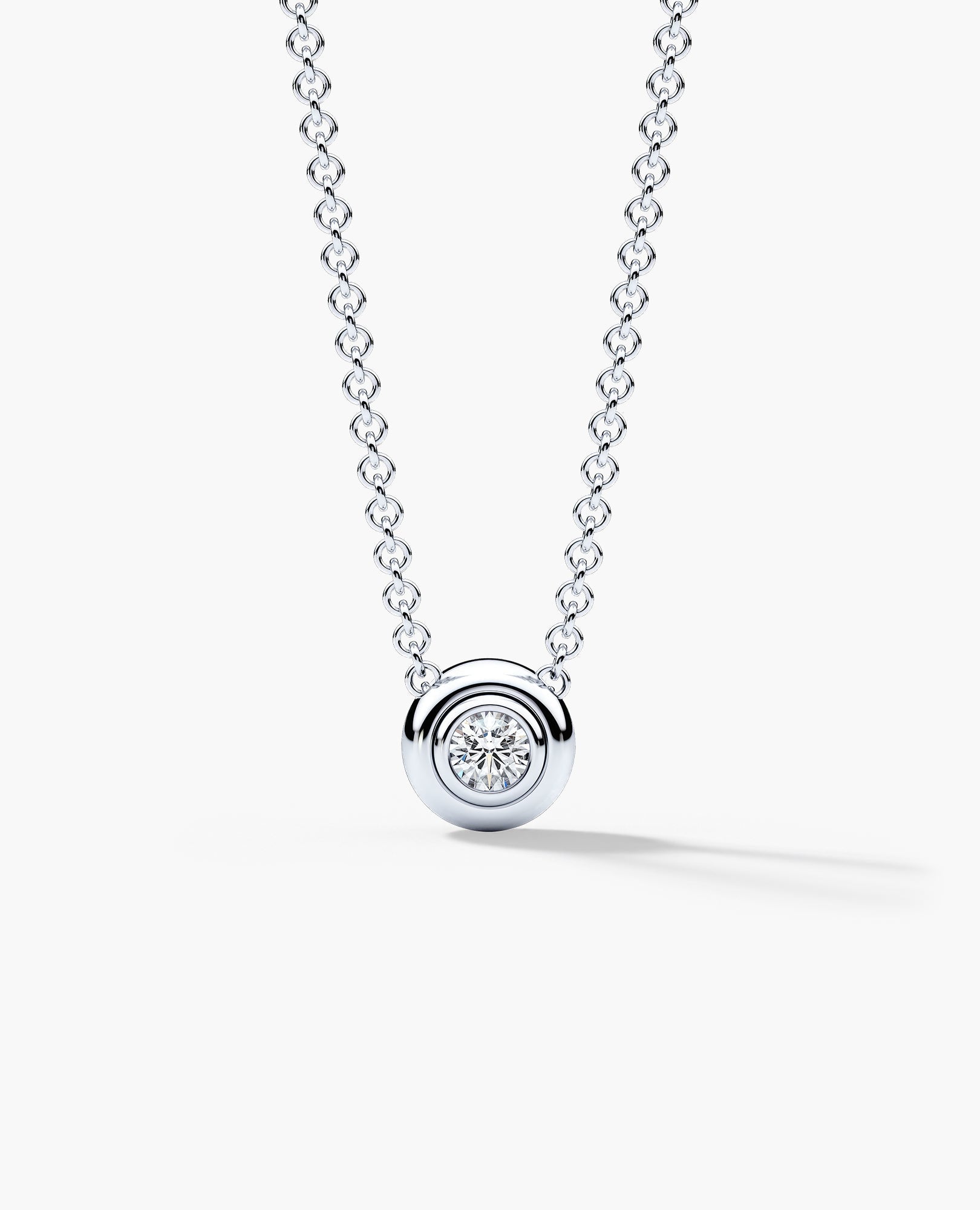 LODE Solitaire Bezel Set Floating Round Cut Diamond Pendant Necklace