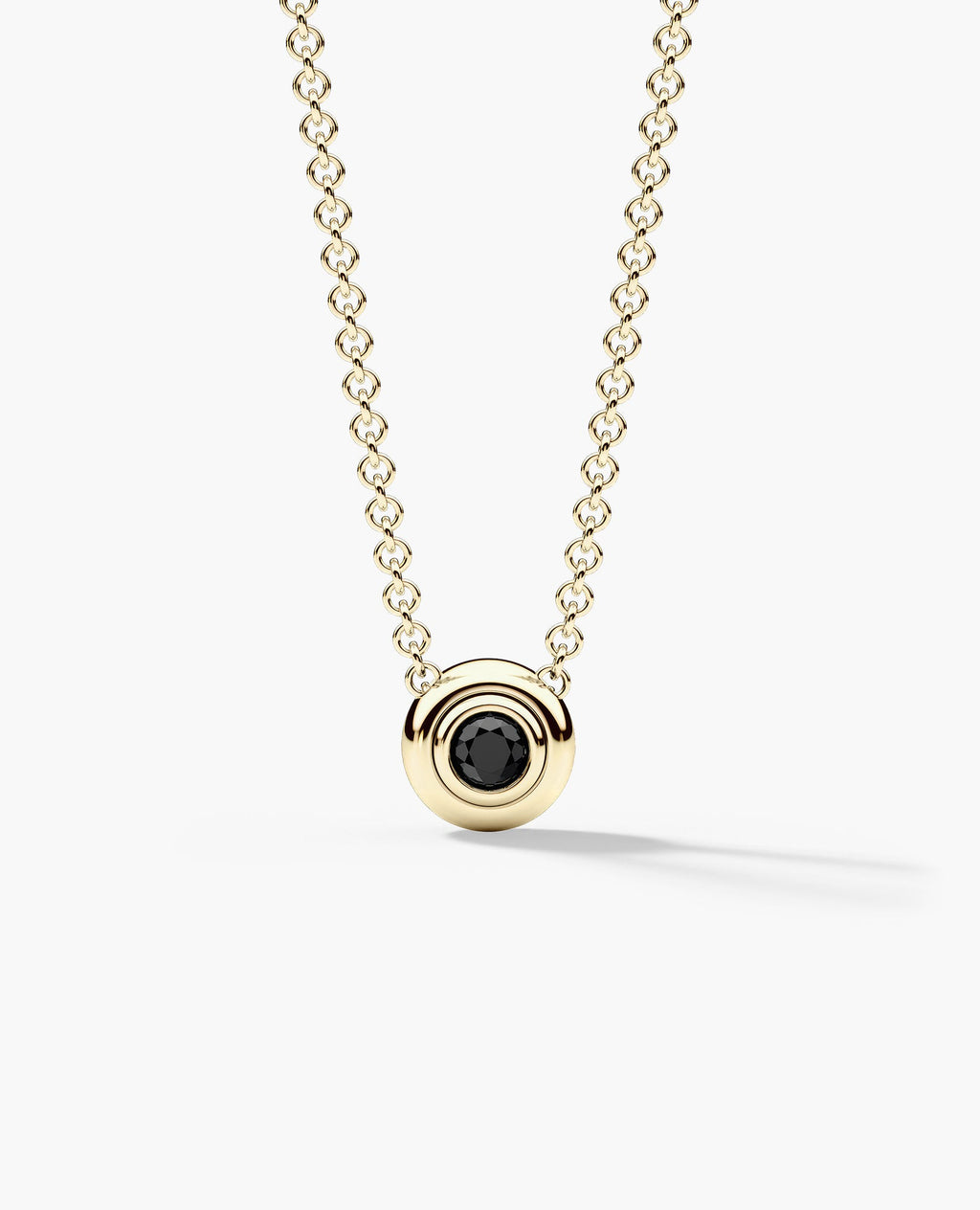 LODE Solitaire Bezel Set Floating Round Cut Black Diamond Pendant Necklace