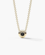 LODE Solitaire Bezel Set Floating Round Cut Black Diamond Pendant Necklace