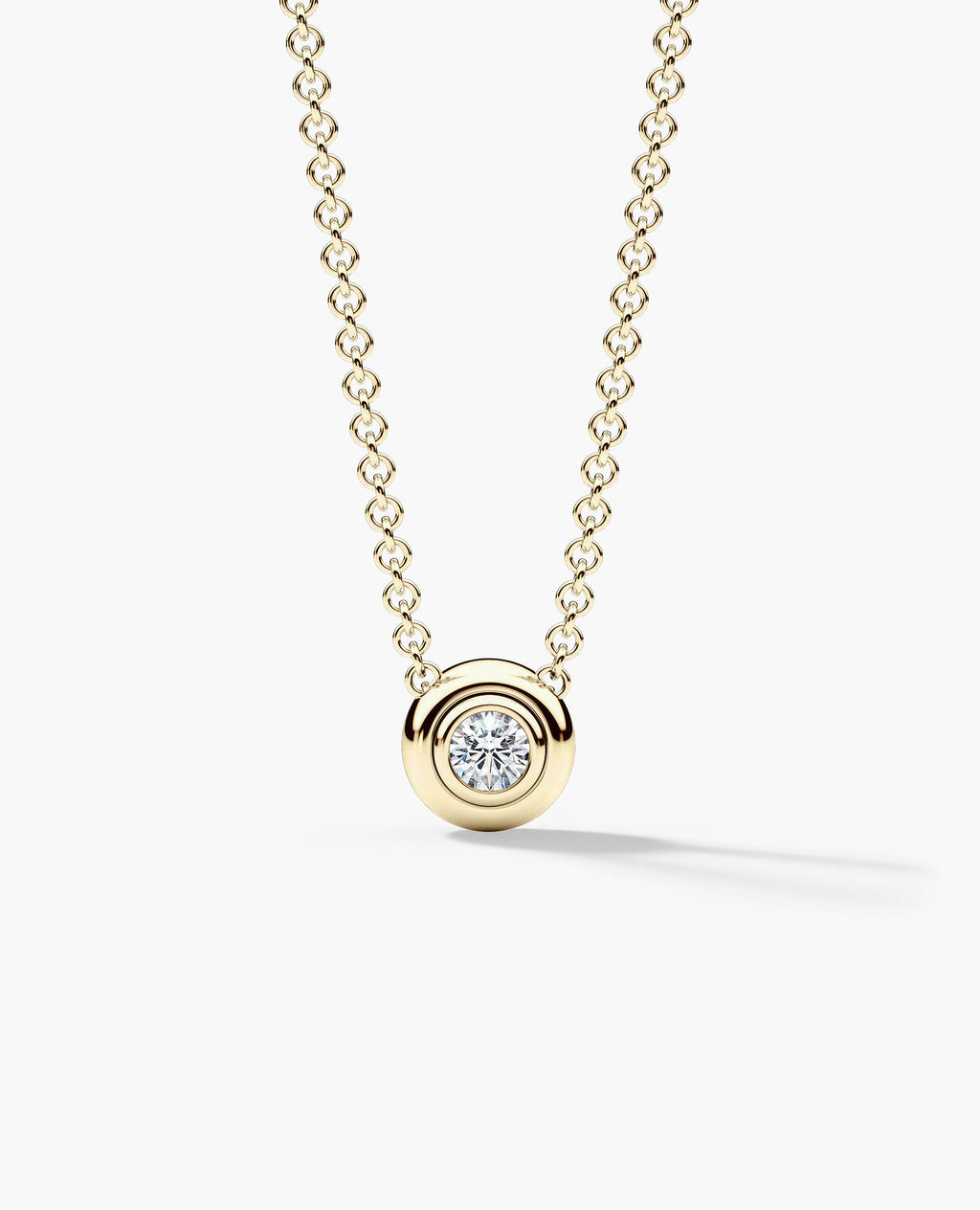 LODE Solitaire Bezel Set Floating Round Cut Diamond Pendant Necklace