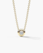 LODE Solitaire Bezel Set Floating Round Cut Diamond Pendant Necklace
