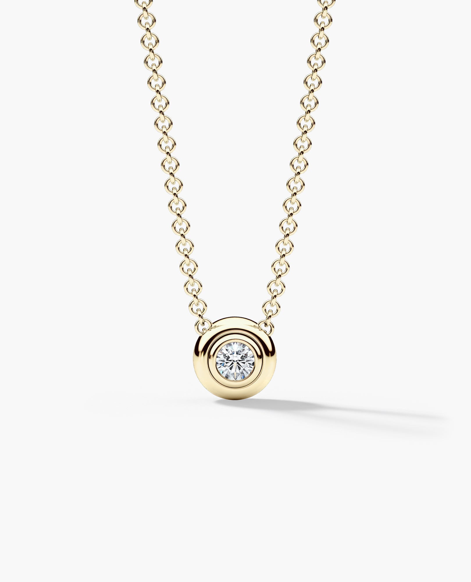 LODE Solitaire Bezel Set Floating Round Cut Diamond Pendant Necklace