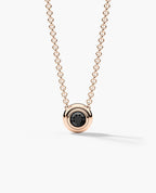 LODE Solitaire Bezel Set Floating Round Cut Black Diamond Pendant Necklace