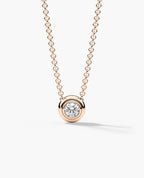 LODE Solitaire Bezel Set Floating Round Cut Diamond Pendant Necklace
