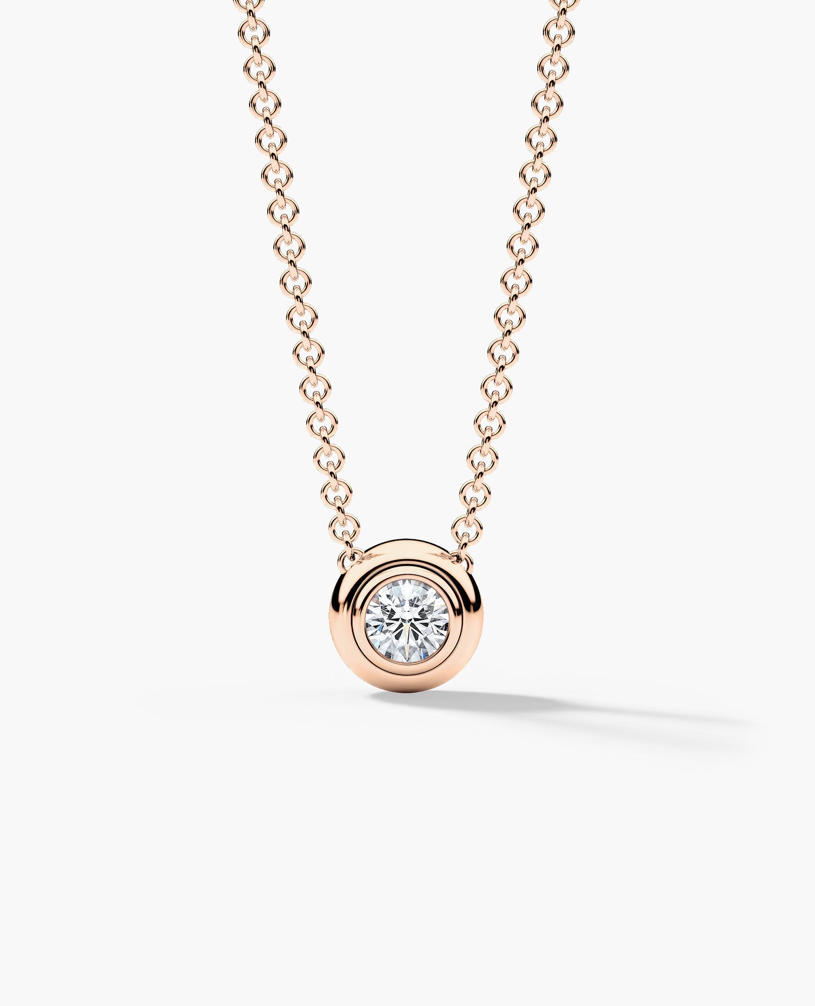 LODE Solitaire Bezel Set Floating Round Cut Diamond Pendant Necklace