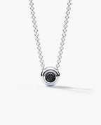 LODE Solitaire Bezel Set Floating Round Cut Black Diamond Pendant Necklace