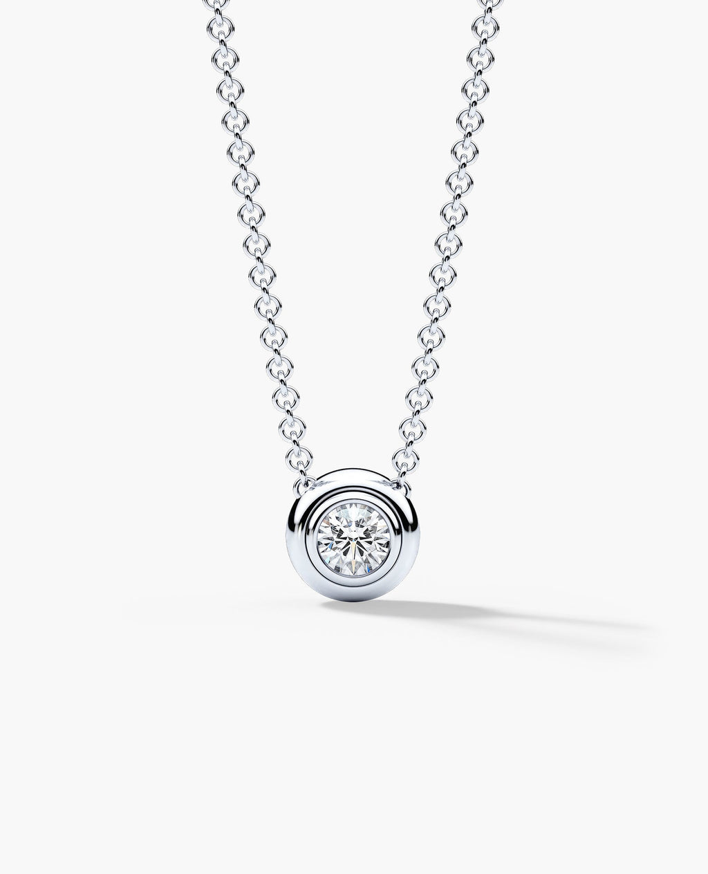 LODE Solitaire Bezel Set Floating Round Cut Diamond Pendant Necklace