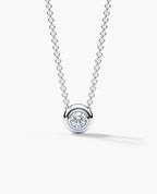 LODE Solitaire Bezel Set Floating Round Cut Diamond Pendant Necklace