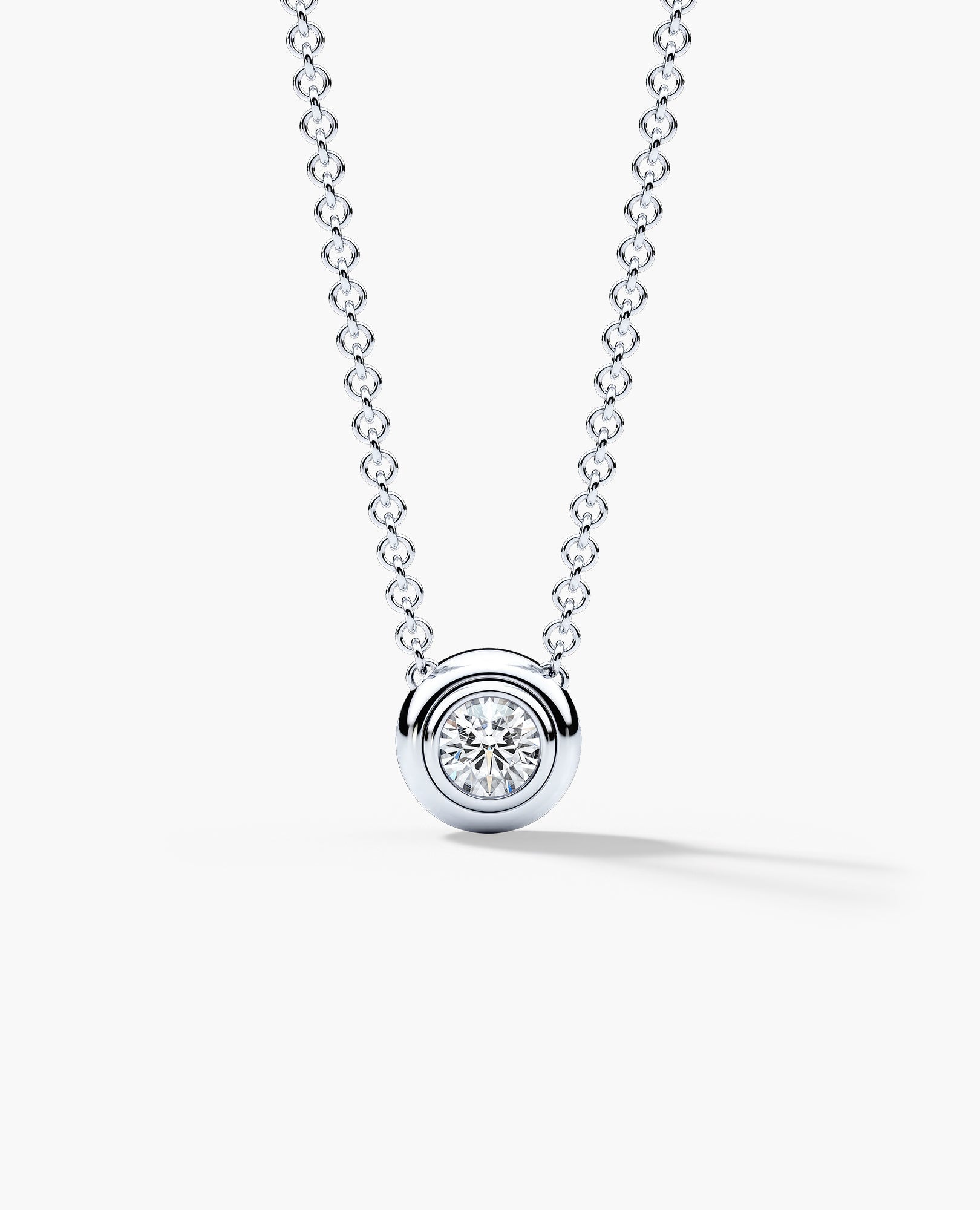 LODE Solitaire Bezel Set Floating Round Cut Diamond Pendant Necklace