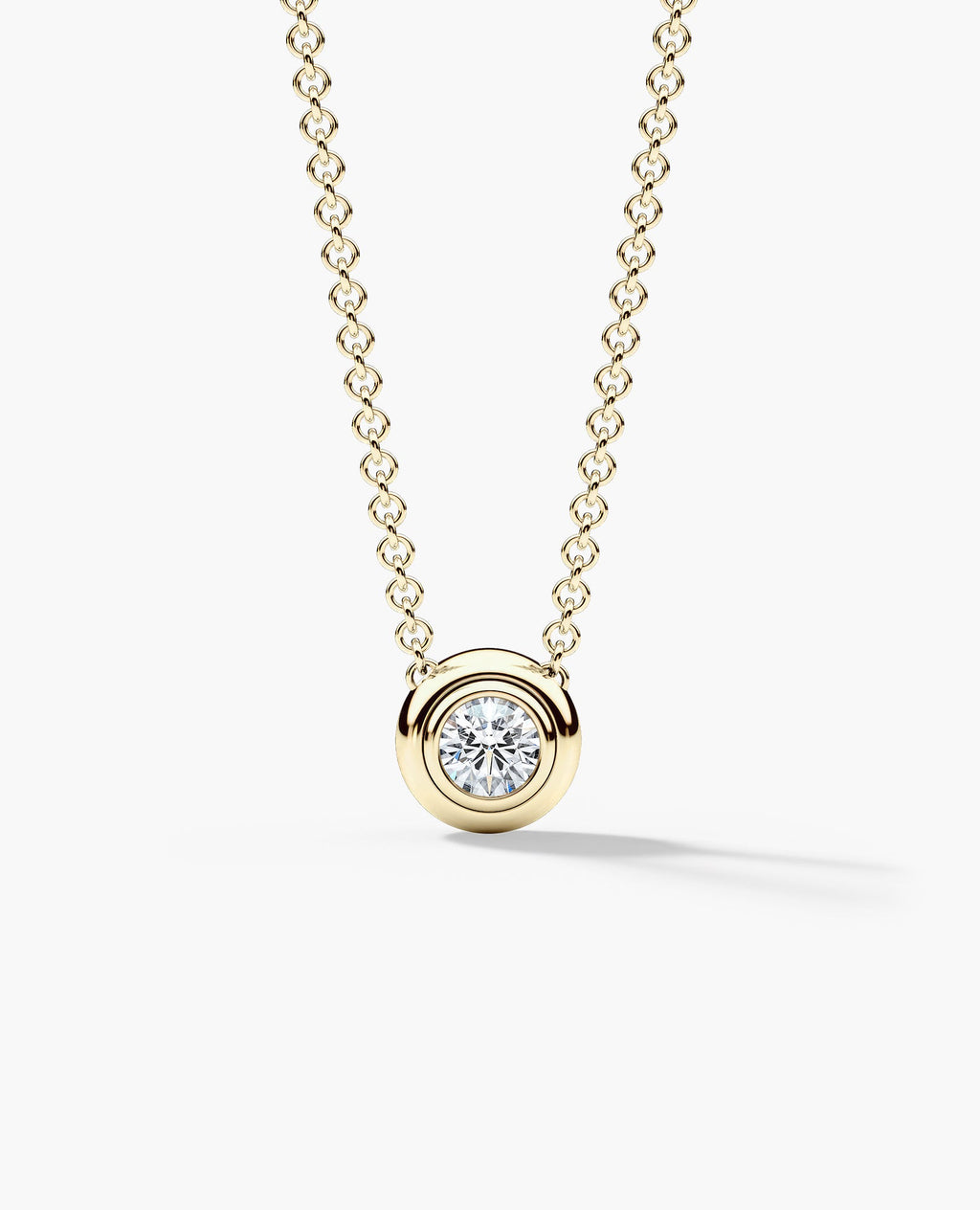 LODE Solitaire Bezel Set Floating Round Cut Diamond Pendant Necklace