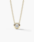 LODE Solitaire Bezel Set Floating Round Cut Diamond Pendant Necklace